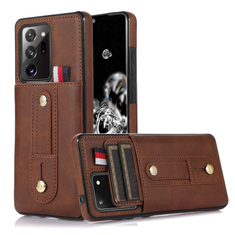 For Samsung Galaxy Note20 Wristband Kickstand Wallet Leather Phone Case(Brown)
For Samsung Galaxy Note20 Wristband Kickstand Wallet Leather Phone Case(Brown)