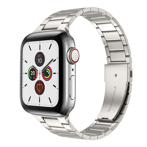 

Small Waist Stainless Steel Watch Band For Apple Watch Series 8&7 45mm / SE 2&6&SE&5&4 44mm / 3&2&1 42mm (Starlight)