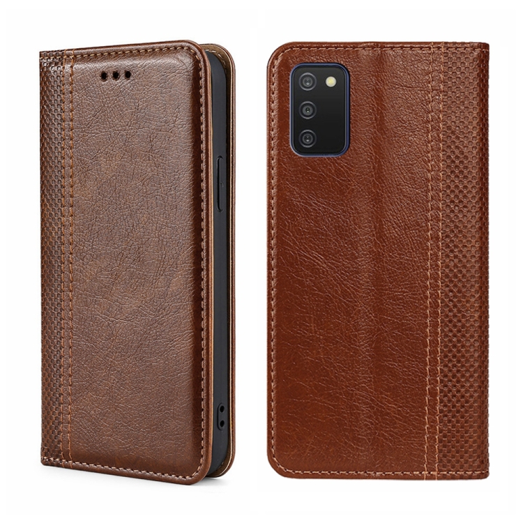 For Samsung Galaxy A03s 164.2mm Grid Texture Magnetic Flip Leather Phone Case(Brown)
For Samsung Galaxy A03s 164.2mm Grid Texture Magnetic Flip Leather Phone Case(Brown)