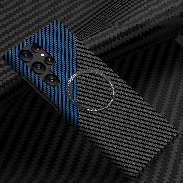 For Samsung Galaxy S22 Ultra 5G Carbon Fiber Texture MagSafe Magnetic Phone Case(Black Blue)
For Samsung Galaxy S22 Ultra 5G Carbon Fiber Texture MagSafe Magnetic Phone Case(Black Blue)