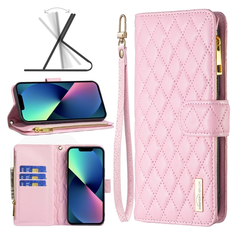 Diamond Lattice Zipper Wallet Leather Flip Phone Case For iPhone 14 Max(Pink)
Diamond Lattice Zipper Wallet Leather Flip Phone Case For iPhone 14 Max(Pink)