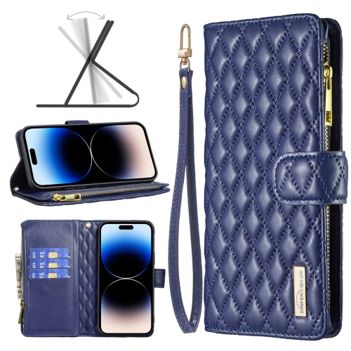 Diamond Lattice Zipper Wallet Leather Flip Phone Case For iPhone 14 Pro Max(Blue)
Diamond Lattice Zipper Wallet Leather Flip Phone Case For iPhone 14 Pro Max(Blue)