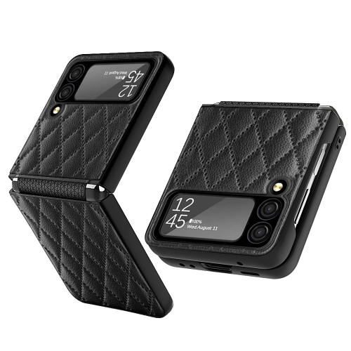

For Samsung Galaxy Z Flip4 Diamond Lattice Hinge Phone Case(Black)