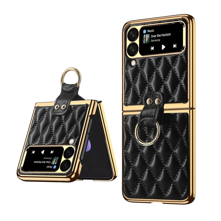 For Samsung Galaxy Z Flip4 Diamond Lattice Plain Leather Ring Phone Case(Black)
For Samsung Galaxy Z Flip4 Diamond Lattice Plain Leather Ring Phone Case(Black)