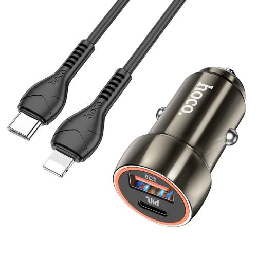 

hoco Z46A Blue Whale PD20W+QC3.0 Car Charger Set with Type-C to 8 Pin Cable(Metal Grey)