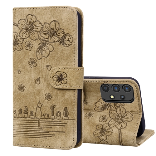 For Samsung Galaxy A32 5G Cartoon Sakura Cat Embossed Leather Phone Case(Brown)
For Samsung Galaxy A32 5G Cartoon Sakura Cat Embossed Leather Phone Case(Brown)
