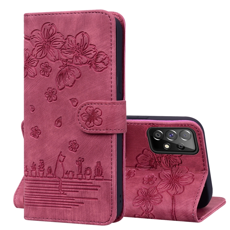 For Samsung Galaxy A53 5G Cartoon Sakura Cat Embossed Leather Phone Case(Wine Red)
For Samsung Galaxy A53 5G Cartoon Sakura Cat Embossed Leather Phone Case(Wine Red)