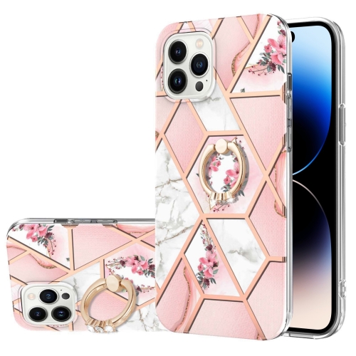 For iPhone 14 Pro Max Electroplating Splicing Marble Flower Pattern TPU Shockproof Case with Rhinestone Ring Holder (Pink Flower)
For iPhone 14 Pro Max Electroplating Splicing Marble Flower Pattern TPU Shockproof Case with Rhinestone Ring Holder (Pink Flower)