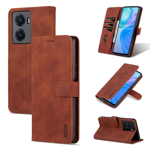

For vivo Y77 5G AZNS Skin Feel Calf Texture Flip Leather Phone Case(Brown)