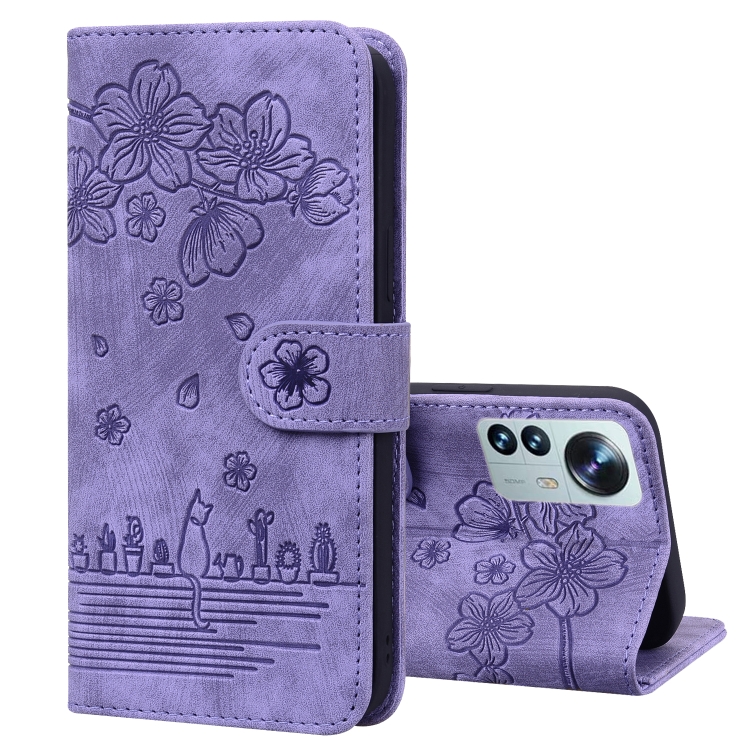 For Xiaomi 12 Pro / 12S Pro Cartoon Sakura Cat Embossed Leather Phone Case(Purple)
For Xiaomi 12 Pro / 12S Pro Cartoon Sakura Cat Embossed Leather Phone Case(Purple)