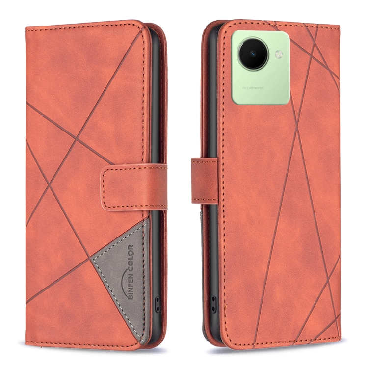 For Realme C30 Magnetic Buckle Rhombus Texture Leather Phone Case(Brown)
For Realme C30 Magnetic Buckle Rhombus Texture Leather Phone Case(Brown)