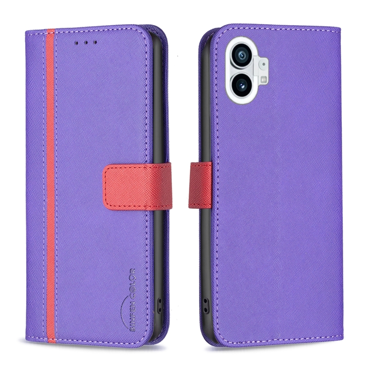 For Nothing Phone 1 BF13 Color Matching Cross Texture Leather Phone Case(Purple)
For Nothing Phone 1 BF13 Color Matching Cross Texture Leather Phone Case(Purple)