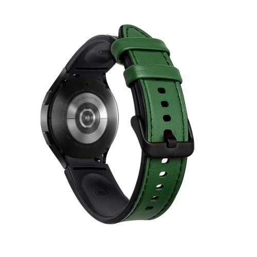 

For Samsung Galaxy Watch5 Pro 45mm/5 44mm/5 40mm Silicone + Leather Black Buckle Watch Band(Green)