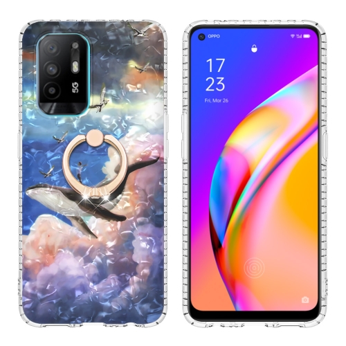 

For OPPO A94 4G / F19 Pro / Reno5 F Ring Holder 2.0mm Airbag TPU Phone Case(Whale)