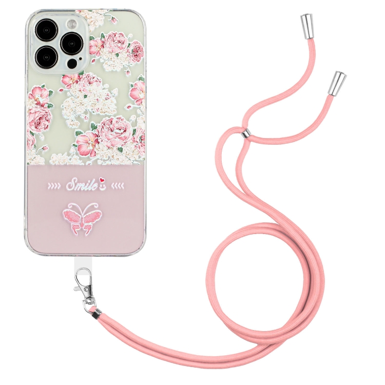For iPhone 14 Pro Bronzing Butterfly Flower TPU Phone Case with Lanyard(Peony)
For iPhone 14 Pro Bronzing Butterfly Flower TPU Phone Case with Lanyard(Peony)