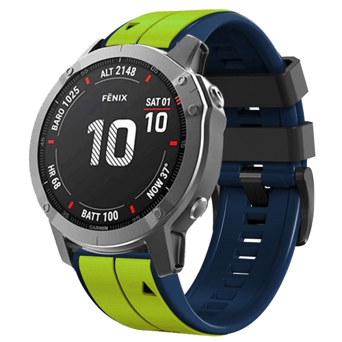 

For Garmin Fenix 7X Vertical Stripes Two-color Silicone Watch Band(Limes Dark Blue)
