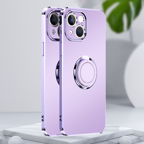 

For iPhone 14 Electroplated Frosted Ring Phone Case (Lavender Purple)