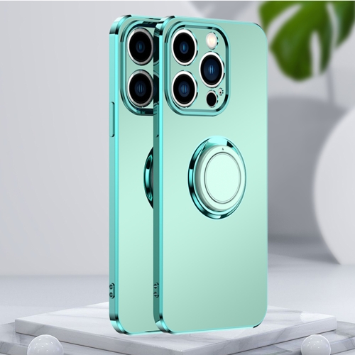 

For iPhone 14 Pro Electroplated Frosted Ring Phone Case(Light Green)