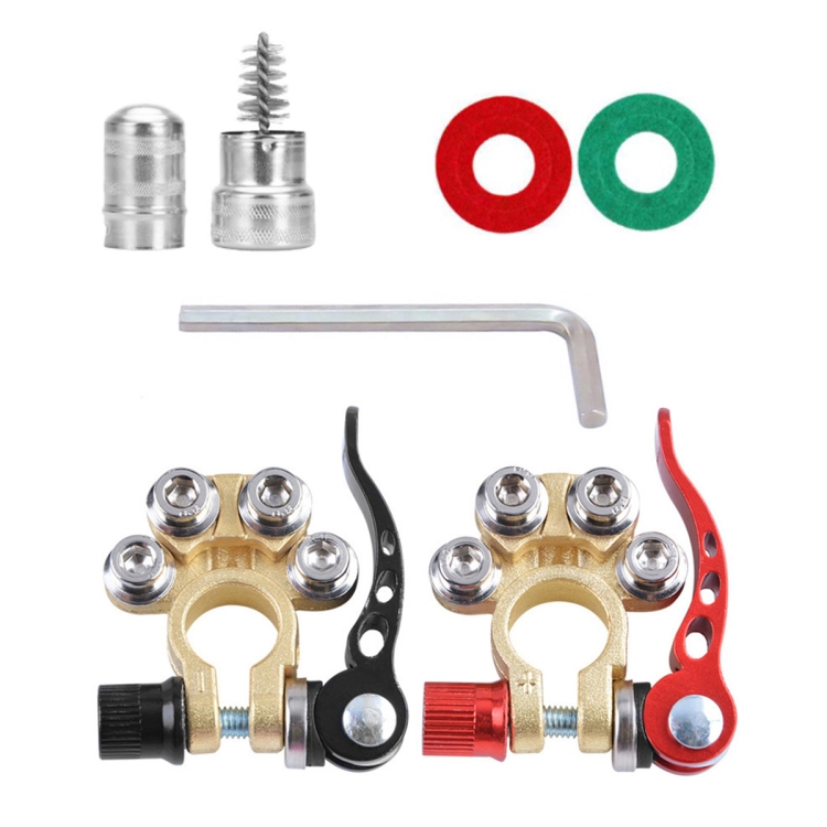 1 Pair Car Battery Terminals Quick Disconnect Cables Connectors, with L Wrench + Insulation Pad + Brush
1 Pair Car Battery Terminals Quick Disconnect Cables Connectors, with L Wrench + Insulation Pad + Brush