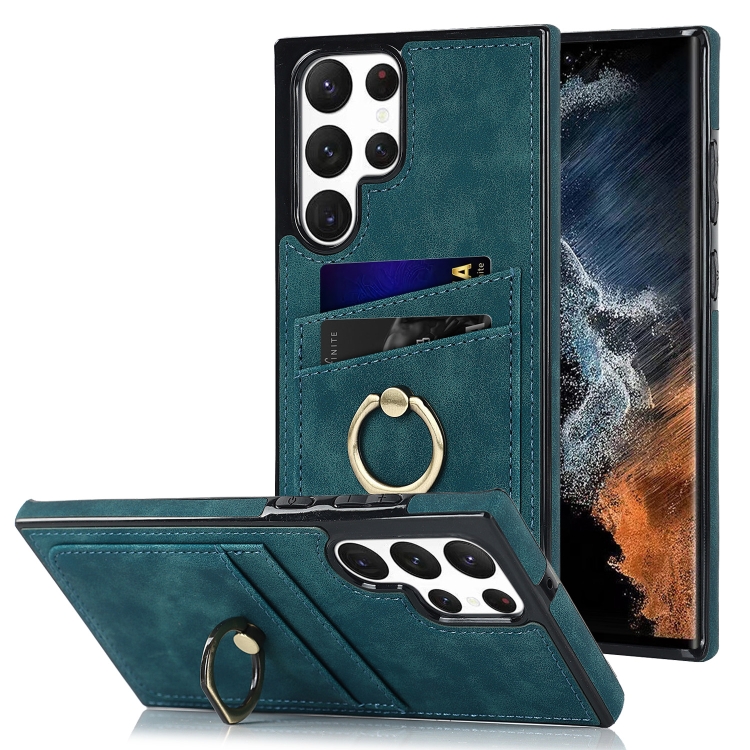 For Samsung Galaxy S22 Ultra 5G Vintage Patch Leather Phone Case with Ring Holder(Blue)
For Samsung Galaxy S22 Ultra 5G Vintage Patch Leather Phone Case with Ring Holder(Blue)