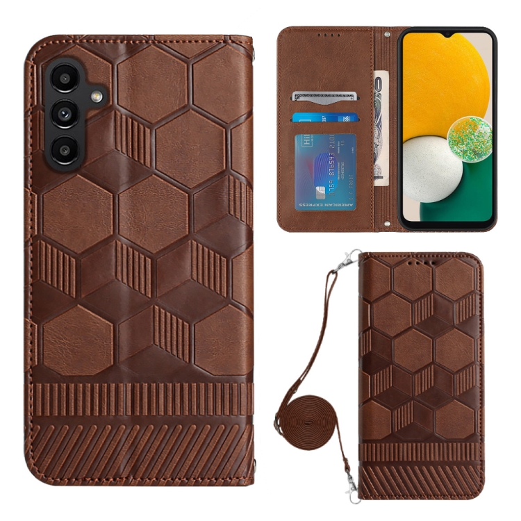 For Samsung Galaxy A13 5G Crossbody Football Texture Magnetic PU Phone Case(Brown)
For Samsung Galaxy A13 5G Crossbody Football Texture Magnetic PU Phone Case(Brown)
