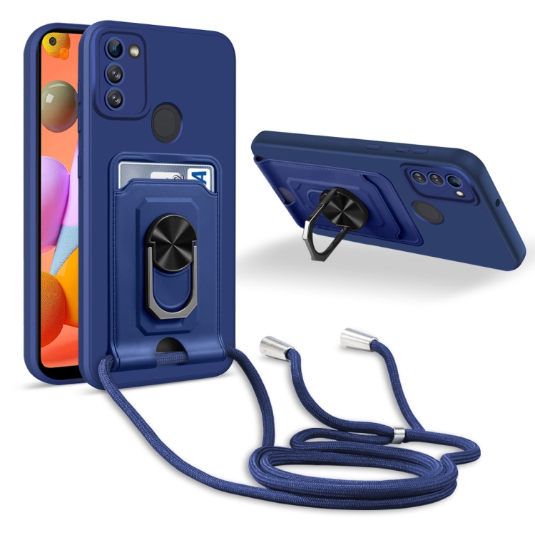 For Samsung Galaxy A11 Ring Kickstand Card Wallet TPU Phone Case with Lanyard(Blue)
For Samsung Galaxy A11 Ring Kickstand Card Wallet TPU Phone Case with Lanyard(Blue)