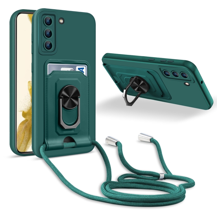 For Samsung Galaxy S22 5G Ring Kickstand Card Wallet TPU Phone Case with Lanyard(Night Green)
For Samsung Galaxy S22 5G Ring Kickstand Card Wallet TPU Phone Case with Lanyard(Night Green)
