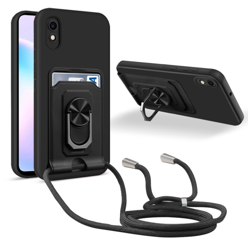 For Xiaomi Redmi 9A Ring Kickstand Card Wallet TPU Phone Case with Lanyard(Black)
For Xiaomi Redmi 9A Ring Kickstand Card Wallet TPU Phone Case with Lanyard(Black)