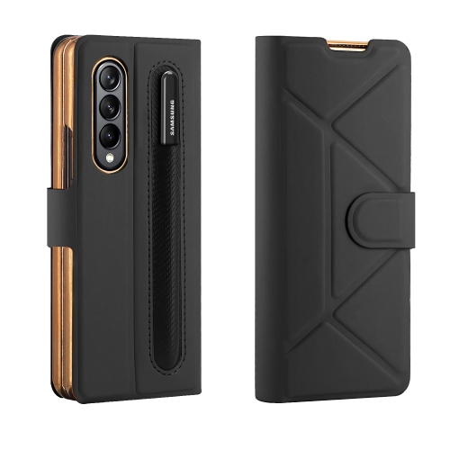 

For Samsung Galaxy Z Fold4 GKK Transformers Shockproof Folding Phone Leather Case with Pen Slot & Stand(Black)