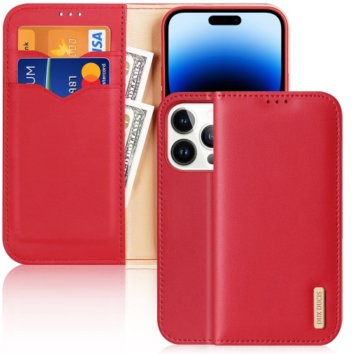 

For iPhone 14 Pro DUX DUCIS Hivo Series Cowhide + PU + TPU Leather Case(Red)