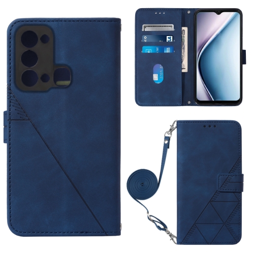 

For Itel P38 / S17 / Vision 3 Crossbody 3D Embossed Flip Leather Phone Case(Blue)