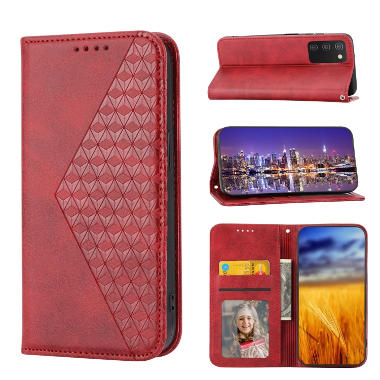 For Realme 9i Cubic Grid Calf Texture Magnetic Closure Leather Phone Case(Red)
For Realme 9i Cubic Grid Calf Texture Magnetic Closure Leather Phone Case(Red)