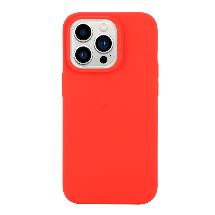 For iPhone 14 Pro Solid Color Frosted Silicone Phone Case(Red) 
For iPhone 14 Pro Solid Color Frosted Silicone Phone Case(Red)