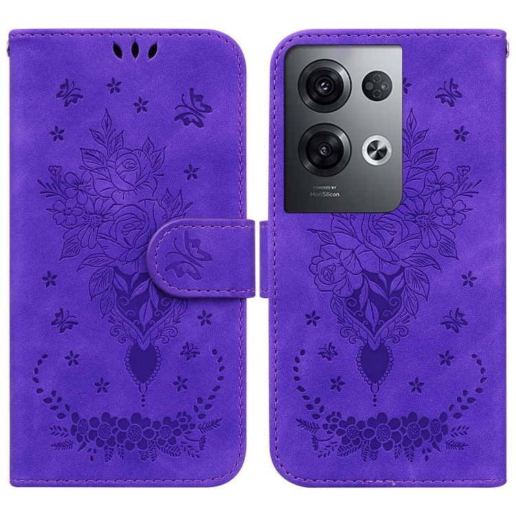 For OPPO Reno8 Pro Butterfly Rose Embossed Leather Phone Case(Purple) 
For OPPO Reno8 Pro Butterfly Rose Embossed Leather Phone Case(Purple)