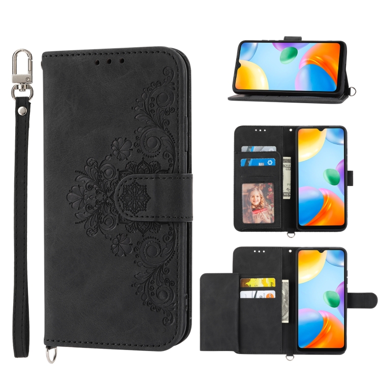 For Xiaomi Redmi 10C Skin-feel Flowers Embossed Wallet Leather Phone Case(Black)
For Xiaomi Redmi 10C Skin-feel Flowers Embossed Wallet Leather Phone Case(Black)