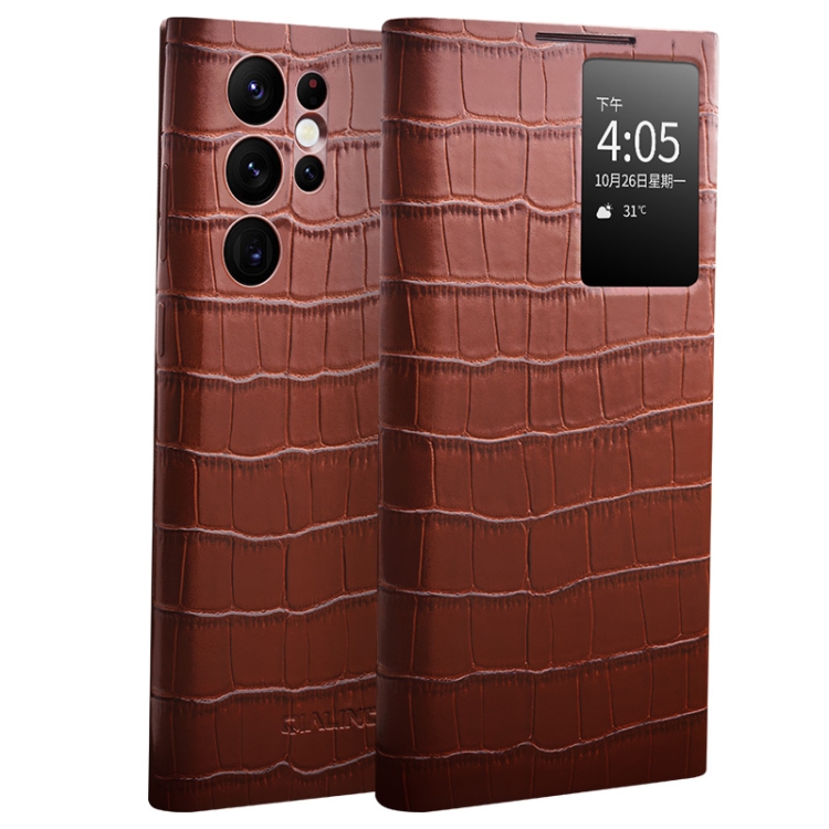 For Samsung Galaxy S22 Ultra 5G QIALINO Crocodile Pattern Genuine Leather Phone Case(Brown)
For Samsung Galaxy S22 Ultra 5G QIALINO Crocodile Pattern Genuine Leather Phone Case(Brown)