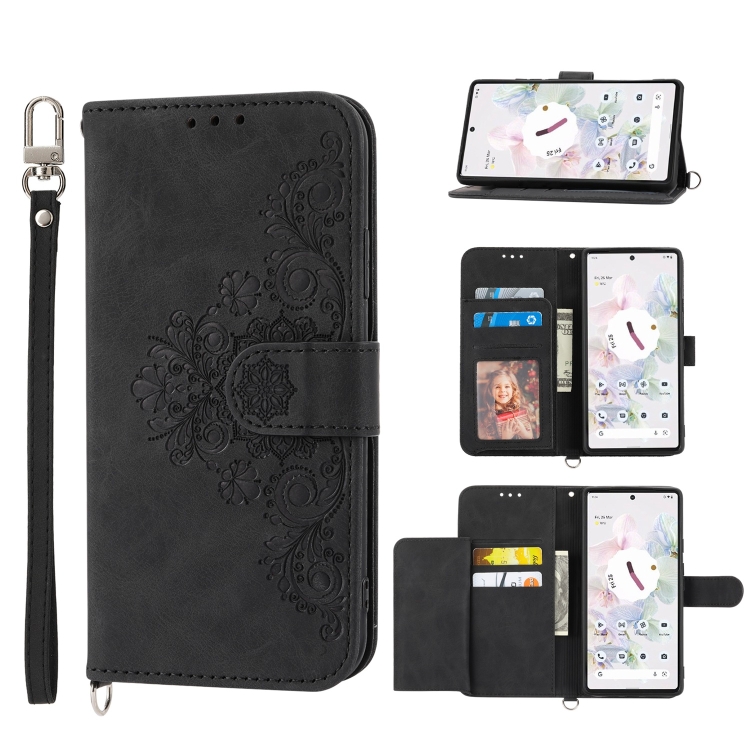 For Google Pixel 6 Pro Skin-feel Flowers Embossed Wallet Leather Phone Case(Black)
For Google Pixel 6 Pro Skin-feel Flowers Embossed Wallet Leather Phone Case(Black)
