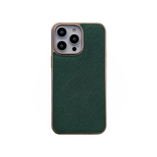 For iPhone 13 Pro Nano Electroplating Cross Texture Genuine Leather Phone Case(Green)
For iPhone 13 Pro Nano Electroplating Cross Texture Genuine Leather Phone Case(Green)