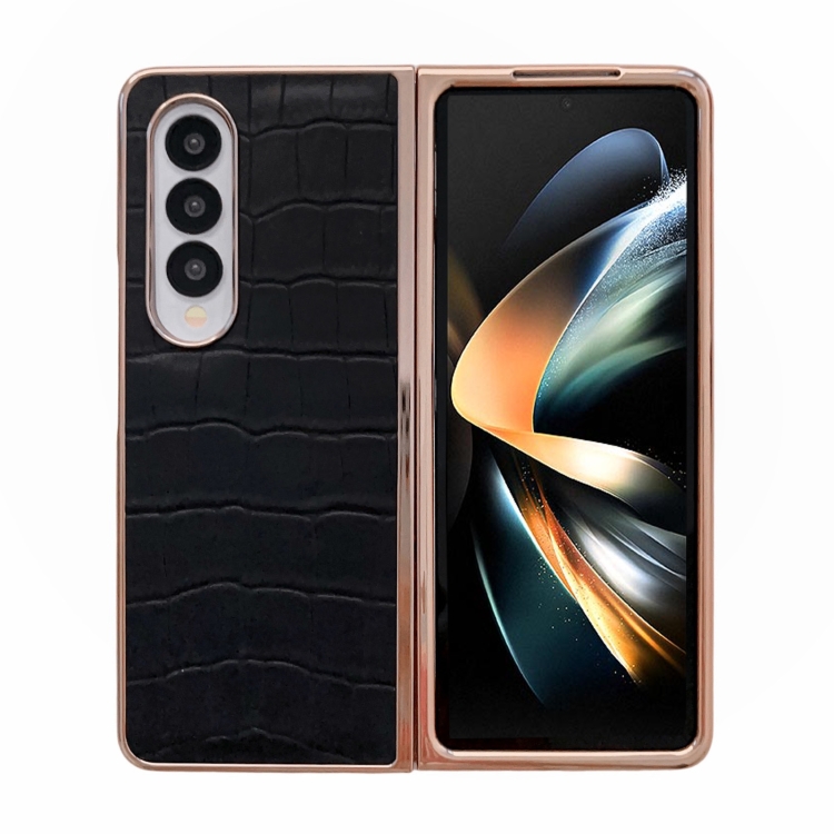 For Samsung Galaxy Z Fold4 5G Crocodile Texture Genuine Leather Electroplating Phone Case(Black)
For Samsung Galaxy Z Fold4 5G Crocodile Texture Genuine Leather Electroplating Phone Case(Black)