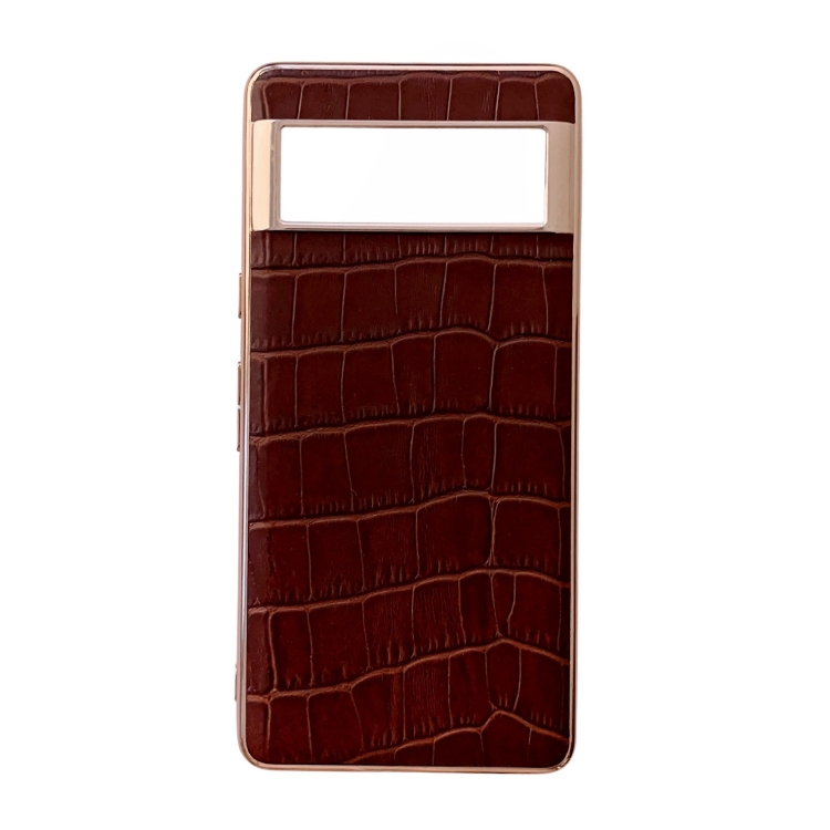 For Google Pixel 7 Crocodile Texture Genuine Leather Electroplating Phone Case(Brown)
For Google Pixel 7 Crocodile Texture Genuine Leather Electroplating Phone Case(Brown)