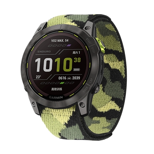 

For Garmin Fenix 7X Hook And Loop Fastener Nylon Watch Band(Camouflage Green)
