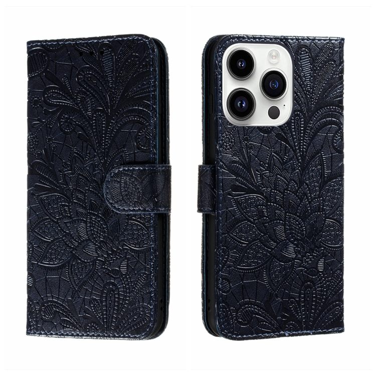 For iPhone 14 Pro Lace Flower Embossing Flip Leather Phone Case(Dark Blue)
For iPhone 14 Pro Lace Flower Embossing Flip Leather Phone Case(Dark Blue)
