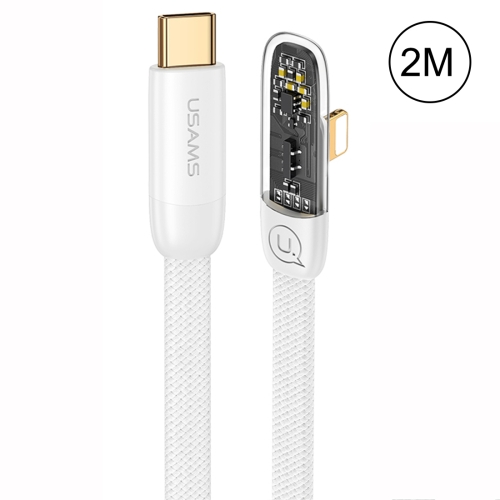 

USAMS US-SJ586 PD 20W Iceflake Series Type-C to 8 Pin Right Angle Transparent Fast Charge Data Cable, Cable Length:2m(White)