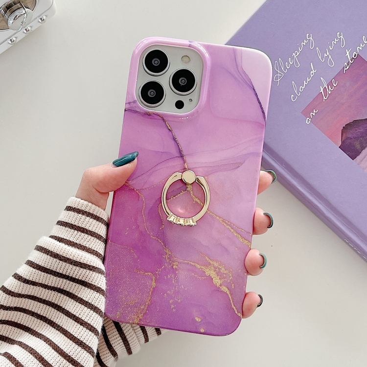 For iPhone 14 Pro Max Ring Holder Glitter Powder Marble Phone Case(Purple Gold)
For iPhone 14 Pro Max Ring Holder Glitter Powder Marble Phone Case(Purple Gold)