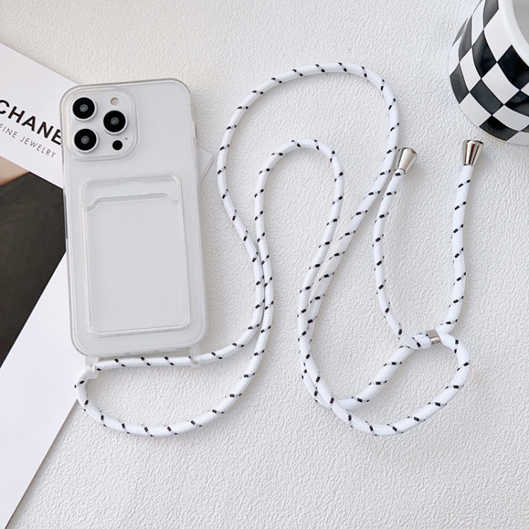 For iPhone 12 Crossbody Lanyard Elastic Transparent Card Holder Phone Case(White Black)
For iPhone 12 Crossbody Lanyard Elastic Transparent Card Holder Phone Case(White Black)