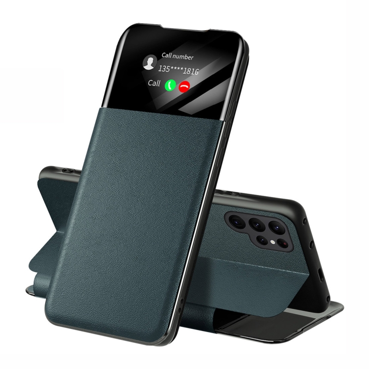 For Samsung Galaxy S22 Ultra 5G Side Display Adsorption Leather Phone Case(Dark Green)
For Samsung Galaxy S22 Ultra 5G Side Display Adsorption Leather Phone Case(Dark Green)