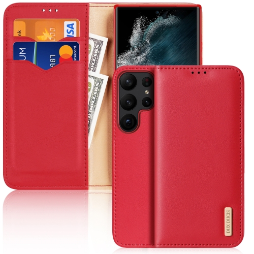

For Samsung Galaxy S23 Ultra 5G DUX DUCIS Hivo Series Cowhide Texture Leather Phone Case(Red)