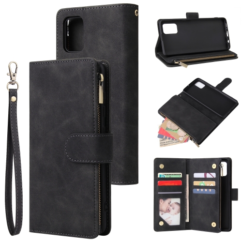 

For Galaxy A51 Multifunctional Horizontal Flip Leather Case, with Card Slot & Holder & Zipper Wallet & Photo Frame(Black)