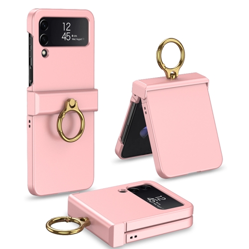 

For Samsung Galaxy Z Flip4 GKK Ultrathin Hinge Full Coverage Phone Case with Ring Holder(Pink)