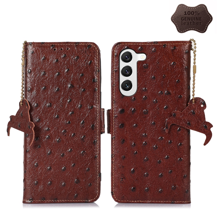 For Samsung Galaxy S22 5G Ostrich Pattern Genuine Leather RFID Phone Case(Coffee)
For Samsung Galaxy S22 5G Ostrich Pattern Genuine Leather RFID Phone Case(Coffee)